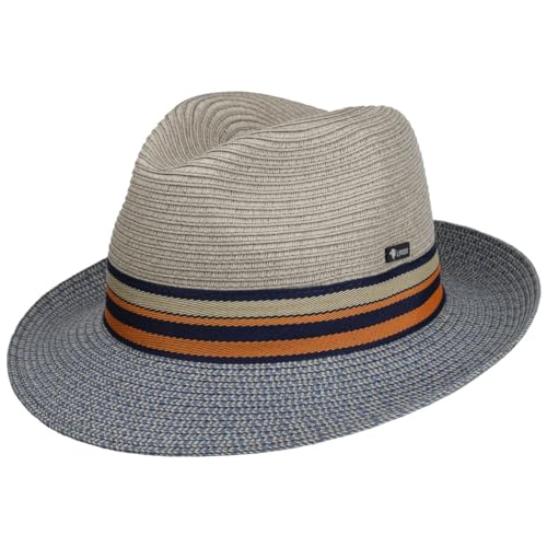 Lipodo Corinaldo Bogart Strohhut - Vielfarbiges Design - Made in Italy - Hut für Herren - Frühjahr/Sommer - Luftiger Sonnenhut grau L (58-59 cm) von Lipodo