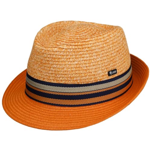 Lipodo Corinaldo Trilby Strohhut Mehrfarbiger Hut Italienischer Sonnenhut mit gestreiftem Ripsband Herren Frühjahr Sommer orange L (58-59 cm) von Lipodo