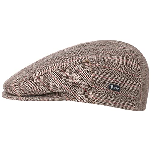 Lipodo Devron Karo Flatcap Herren Made in Italy Gefütterte Baumwollcap Schirmmütze Vintage Optik Frühjahr Sommer beige 60 cm von Lipodo