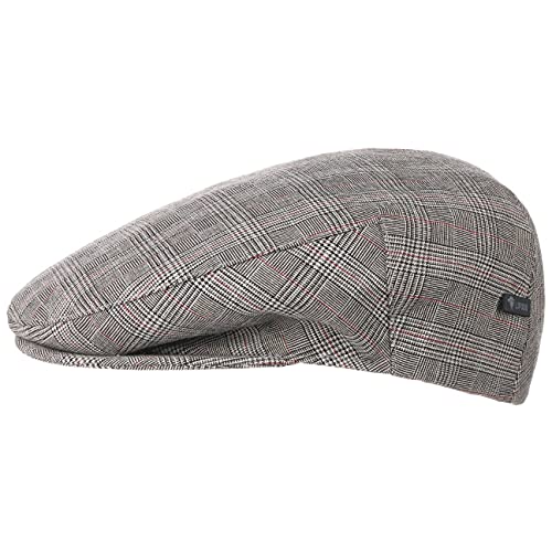 Lipodo Devron Karo Flatcap Herren - Made in Italy - Zweiteilige Stoffmütze aus Baumwolle - Gefütterte Baumwollcap - Schirmmütze in Vintage-Optik - Frühjahr/Sommer grau 55 cm von Lipodo