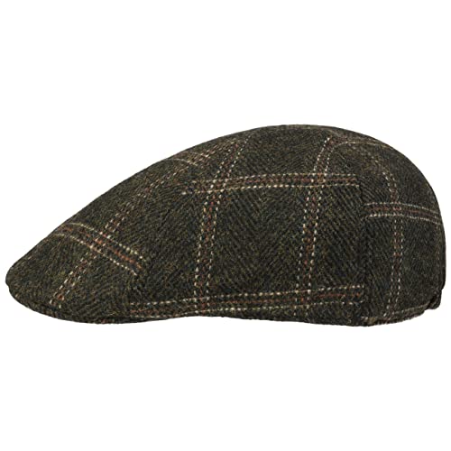 Lipodo Dilton Herringbone Flatcap - Sportive Schiebermütze - Wollmix Cap Herbst/Winter - Schirmlänge 5 cm Herren Oliv L (59-60 cm) von Lipodo