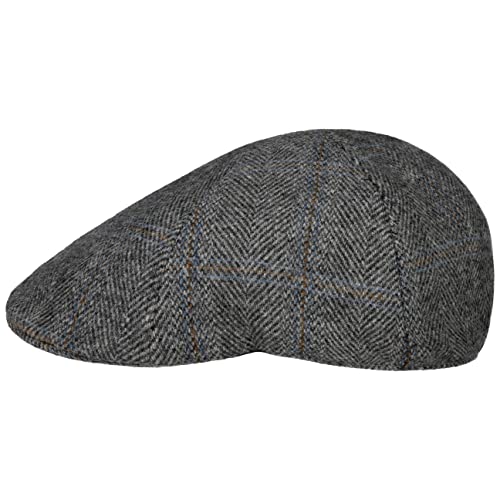 Lipodo Dilton Herringbone Flatcap Sportive Wollmix Schiebermütze Herbst Winter Herren grau L (59-60 cm) von Lipodo