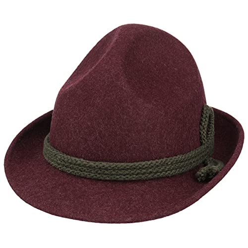 Lipodo Dreispitz Wollfilz Klassik Trachtenhut Herren Tirolerhut Made in Italy Alpenhut Wasserabweisend Oktoberfesthut Sommer Winter Bordeaux-Oliv 57 cm von Lipodo