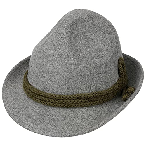 Lipodo Dreispitz Wollfilz Klassik Trachtenhut Herren Tirolerhut Made in Italy Alpenhut Wasserabweisend Oktoberfesthut Sommer Winter grau-Oliv 57 cm von Lipodo