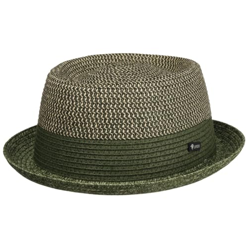 Lipodo Ennario Pork Pie Strohhut Klassischer Schnitt Made in Italy Herren Frühjahr Sommer grün M (56-57 cm) von Lipodo