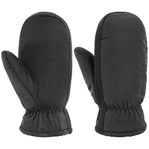 Lipodo Fäustlinge mit Teddyfutter Damen/Herren - Leicht Gummierte Innenseite - Damenhandschuhe - Herrenhandschuhe - Gefütterte Handschuhe Herbst/Winter - Fausthandschuhe schwarz L von Lipodo