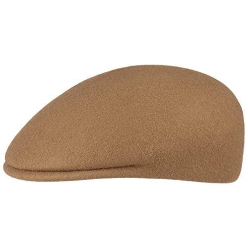 Lipodo Flatcap Filz Herren Schiebermütze Made in Italy Wollfilz 3 cm Schirmlänge Herbst Winter Camel XL (60-61 cm) von Lipodo