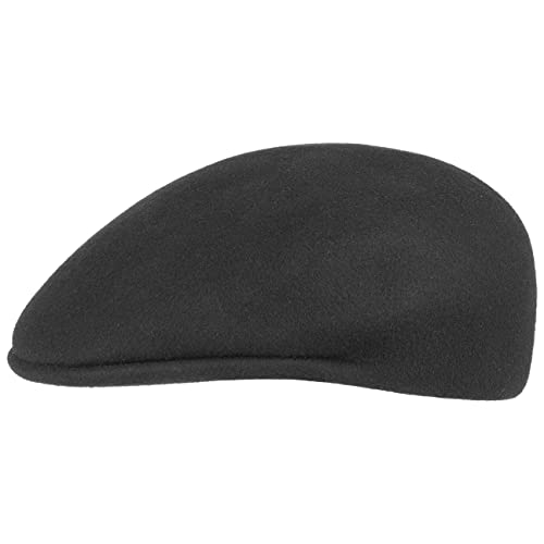 Lipodo Flatcap Filz Herren - Schiebermütze Made in Italy - Schirmmütze aus Wollfilz - Mütze mit 3 cm Schirmlänge - Flat Cap Herbst/Winter - Herrenmütze schwarz L (58-59 cm) von Lipodo