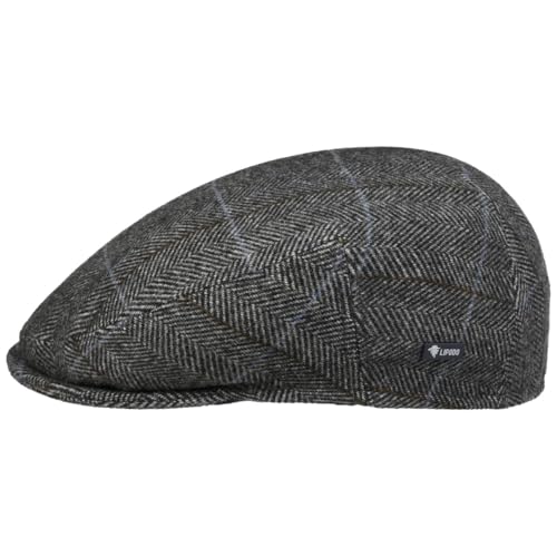 Lipodo Flatcap Karomuster Gefütterte Schiebermütze mit Wolle Made in Italy Herren Herbst/Winter anthrazit 58 cm von Lipodo