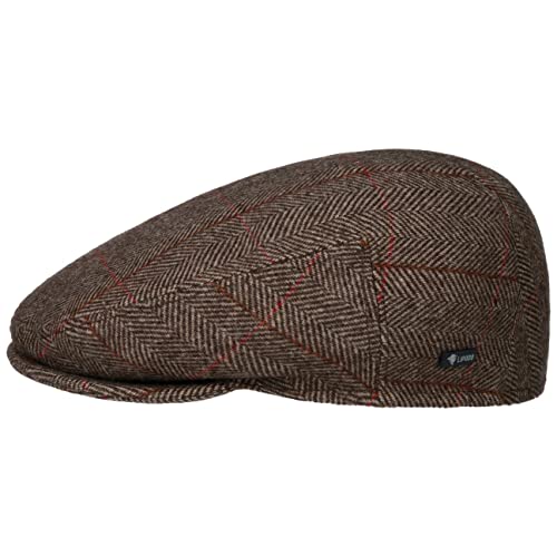 Lipodo Flatcap Karomuster Gefütterte Schiebermütze mit Wolle Made in Italy Herren Herbst/Winter beige 62 cm von Lipodo