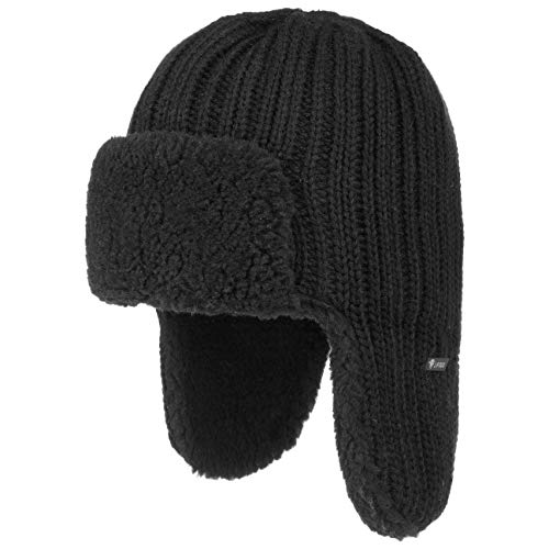 Lipodo Fliegermütze Damen/Herren - Gefütterte Lapplandmütze - One Size 55-59 cm - Strickmütze mit Wolle - Wollmütze mit Ohrenklappen - Mütze Herbst/Winter - Wintermütze schwarz One Size von Lipodo