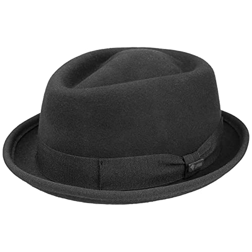 Lipodo Gratus Pork Pie Filzhut Damen/Herren - Hut aus Wollfilz - Made in Italy - Porkpie mit Ripsband - Wollhut - Fedora Sommer/Winter schwarz S (54-55 cm) von Lipodo