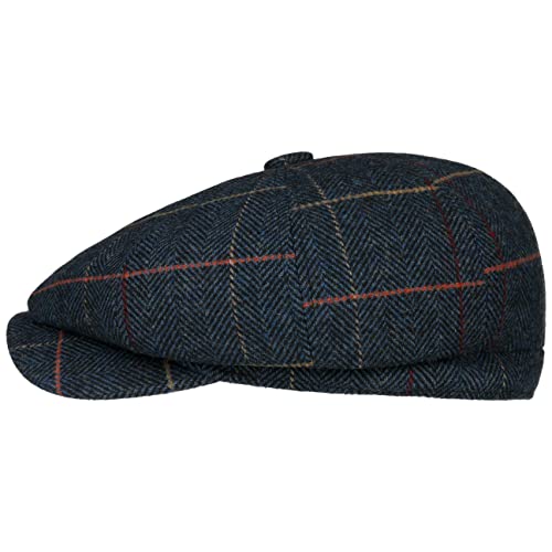 Lipodo Herringbone Check Ballonmütze Schirmmütze Karocap Herren - mit Schirm, Futter, Futter Herbst-Winter - L (59-60 cm) dunkelblau von Lipodo