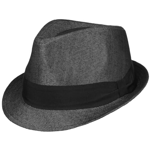 Lipodo Herringbone Trilby Stoffhut Stofftrilby Trilbyhut Herren - mit Ripsband Frühling-Sommer Sommer - M (56-57 cm) anthrazit von Lipodo
