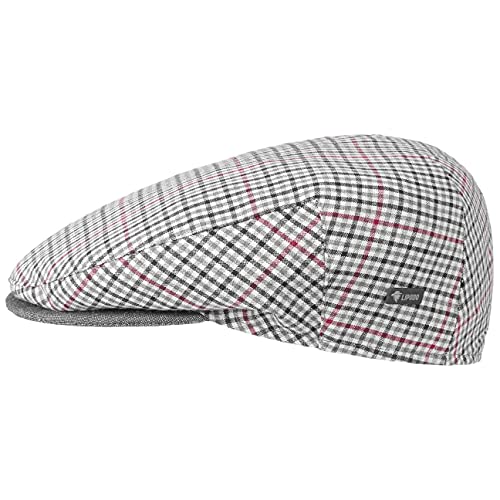 Lipodo Inglese Bic Flatcap - Flat Cap Herren - Herrencap Made in Italy - Schiebermütze mit Innenfutter - Schirmmütze Frühjahr/Sommer - Sommercap grau-schwarz 55 cm von Lipodo