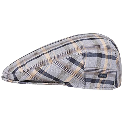 Lipodo Inglese Cotton Flatcap Damen/Herren - Karocap Made in Italy - Schiebermütze mit Karomuster - Sommercap aus 100% Baumwolle - Sportcap Frühjahr/Sommer blau 55 cm von Lipodo