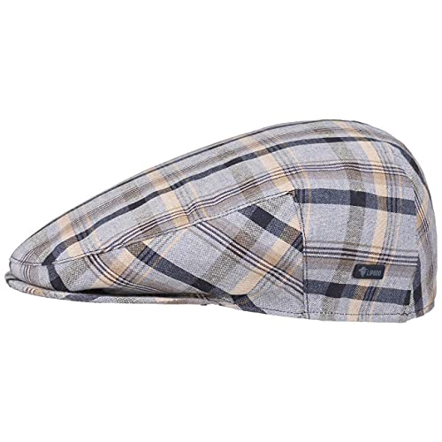 Lipodo Inglese Flatcap Damen Herren Karocap Made in Italy Schiebermütze Karomuster Sommercap 100% Baumwolle Frühling Sommer blau 55 cm von Lipodo