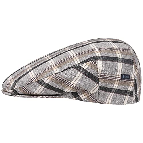 Lipodo Inglese Flatcap Damen Herren Karocap Made in Italy Schiebermütze Karomuster Sommercap 100% Baumwolle Frühling Sommer grau 51 cm von Lipodo