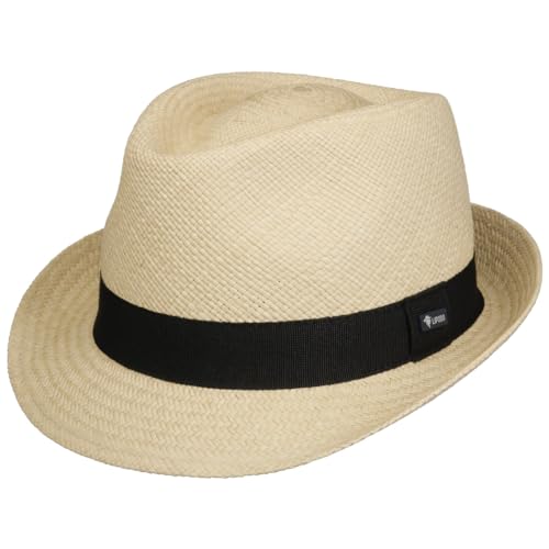 Lipodo Jaston Trilby Panamahut Damen/Herren - Made in Italy - Handmade - luftiger Sommerhut mit Ripsband - Strohtrilby aus 100% Panamastroh - Eleganter Strohhut - Frühjahr/Sommer Natur S (54-55 cm) von Lipodo