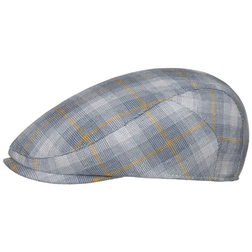 Lipodo Karo Flatcap - Mehrfarbige Schiebermütze - Größenverstellbar - Sommerliche Leinen-Baumwollmischung für Damen und Herren - Frühjahr/Sommer blau M (57-58 cm) von Lipodo