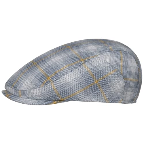 Lipodo Karo Flatcap Mehrfarbige Schiebermütze Größenverstellbar Leinen-Baumwollmischung Damen Herren Frühjahr/Sommer blau M (57-58 cm) von Lipodo
