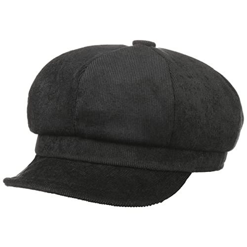 Lipodo Kemnay Cord Ballonmütze Schildmütze Newsboy-Mütze Baker-Boy-Mütze Cordcap Damen - mit Schirm, Futter Frühling-Sommer Herbst-Winter - M (57-58 cm) schwarz von Lipodo