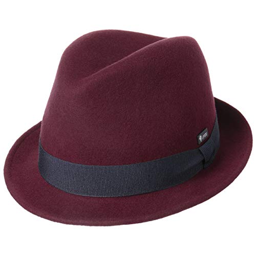 Lipodo Kinderhut aus Wollfilz - Trilby Made In Italy - Filzhut mit Ripsband - Wollfilzhut Sommer/Winter - Fedora für Kids - One Size 52-53 cm Bordeaux One Size von Lipodo