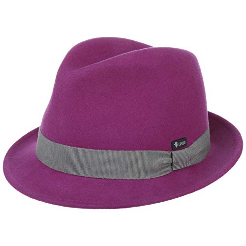 Lipodo Kinderhut aus Wollfilz - Trilby Made In Italy - Filzhut mit Ripsband - Wollfilzhut Sommer/Winter - Fedora für Kids - One Size 52-53 cm Fuchsia One Size von Lipodo