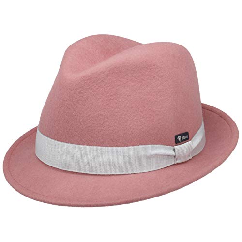 Lipodo Kinderhut aus Wollfilz - Trilby Made In Italy - Filzhut mit Ripsband - Wollfilzhut Sommer/Winter - Fedora für Kids - One Size 52-53 cm rosa One Size von Lipodo