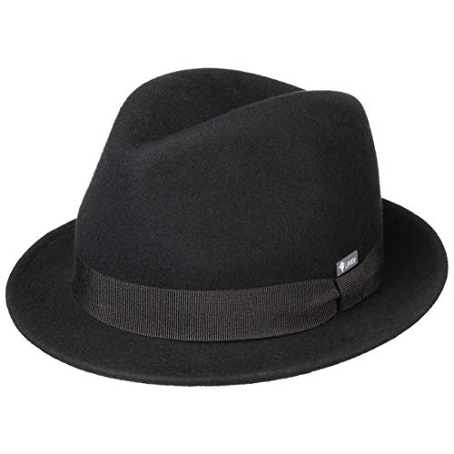 Lipodo Kinder Trilby Hut aus Wollfilz Made in Italy mit Ripsband Fedora Kids Sommer Winter schwarz-schwarz One Size von Lipodo
