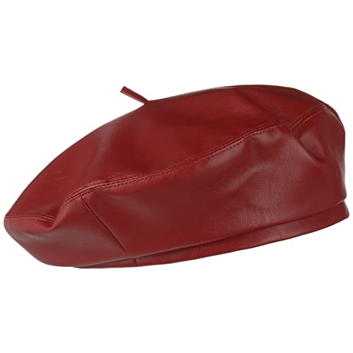 Lipodo Kunstleder Baskenmütze Damen/Herren - Baske mit Futter - Gefütterte Franzosenmütze in Lederoptik - Packable - Mütze Sommer/Winter Bordeaux S/M (55-57 cm) von Lipodo