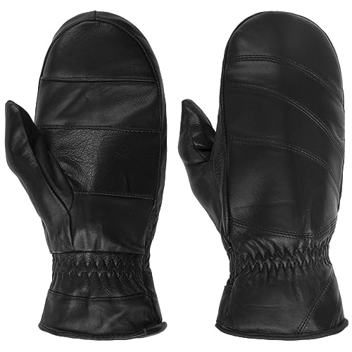 Lipodo Lederfäustlinge Handschuhe - Unisex-Design - Wärmeisolierend - Herbst/Winter - Damen/Herren schwarz L von Lipodo