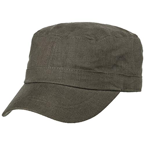 Lipodo Leinen Armycap Damen/Herren - Leinencap mit Schirm - Sommercap in One Size (54-58 cm) - Größenverstellbare Kappe (Klettverschluss) - Mütze Frühjahr/Sommer Oliv One Size von Lipodo