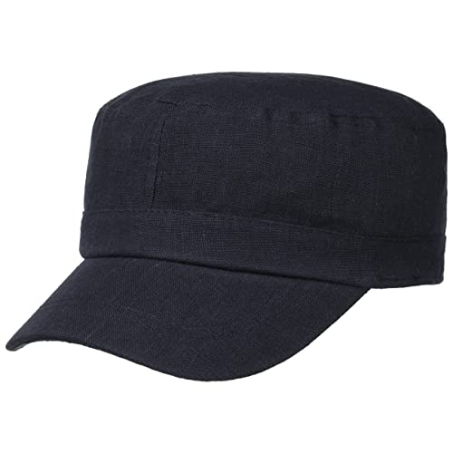 Lipodo Leinen Armycap Damen Herren Leinencap mit Schirm Größenverstellbare Kappe Klettverschluss Mütze Frühjahr Sommer dunkelblau One Size von Lipodo