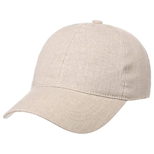 Lipodo Leinen Basecap Baseballcap Herren Damen Größenverstellbar 6-Panel Cap Curved Brim Frühjahr Sommer Kappe beige One Size von Lipodo