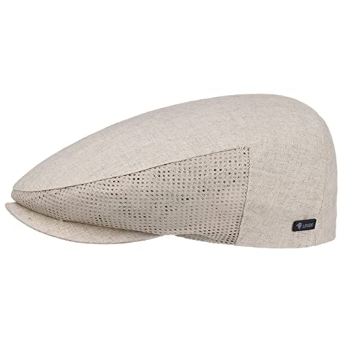 Lipodo Leinen Flatcap Beige Herren Made in Italy Frühjahr Sommer Schiebermütze mit Mesh-Einsätzen Netzfutter beige 60 cm von Lipodo