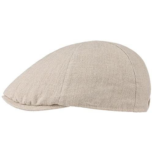 Lipodo Leinen Flatcap Herren - Sommermütze mit Stretchband an Rückseite - Mütze in Beige und Dunkel-Blau - Schirmmütze Frühling/Sommer - Atmungsaktive Schiebermütze beige L (59-60 cm) von Lipodo