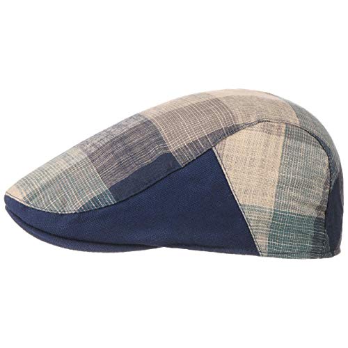 Lipodo Lerco Karo Flatcap Herren - Karierte Schiebermütze - Schirmmütze aus Baumwolle - Schirmmütze Karomuster - Flat Cap Frühjahr/Sommer blau M (57-58 cm) von Lipodo