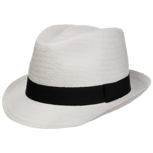 Lipodo Malaga Strohtrilby Damen/Herren und Kinder - Made in Italy - Strohhut - Sommerhut aus 100% Papierstroh weiß XL (60-61 cm) von Lipodo