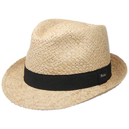 Lipodo Mantigo Trilby Raffiahut Damen/Herren - Made in Italy - Aus 100% Stroh (Raffia) - Strohtrilby mit einfarbigem Hutband - Moderner Unisex-Strohhut - Frühling/Sommer Natur S (54-55 cm) von Lipodo