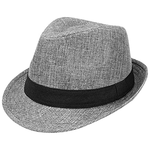 Lipodo Melange Trilby Stoffhut Damen Herren Fedora mit hochgestellter Krempe Garniturband Grau-melierte Optik Unisex Frühjahr Sommer grau-meliert L (59-60 cm) von Lipodo