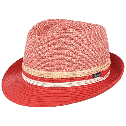 Lipodo Melanto Trilby Strohhut Klassische Form Streifenmuster Unisex Made in Italy Frühjahr Sommer rot-meliert S (54-55 cm) von Lipodo