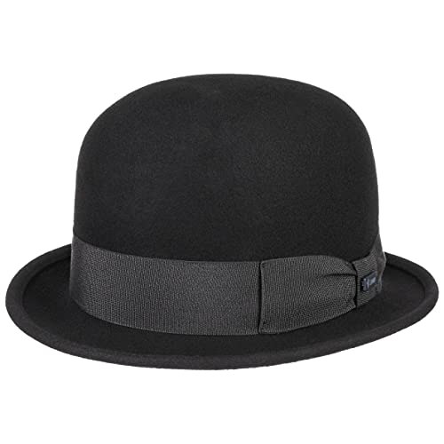 Lipodo Melone Wollfilzhut Bowler Ripsband Damen Herren Made in Italy Sommer Winter Anlasshut schwarz M (56-57 cm) von Lipodo