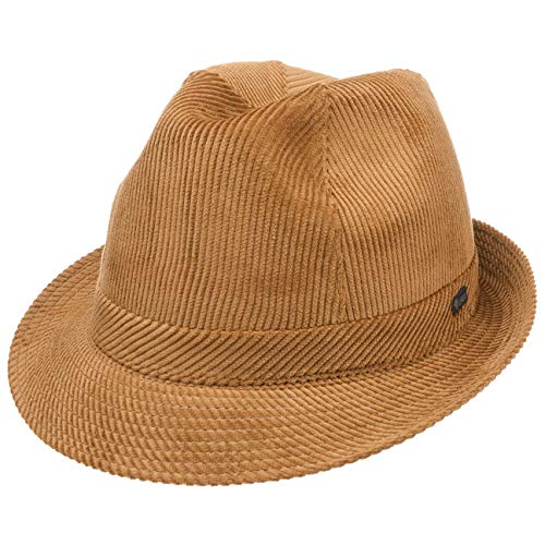 Lipodo Molinar Cordhut Camel-braun Herren - Herrenhut aus Baumwolle - Hut Größe 57 cm - Trilby aus Cord - Stoffhut mit Ripsband und Innenfutter - Kordhut Sommer/Winter von Lipodo