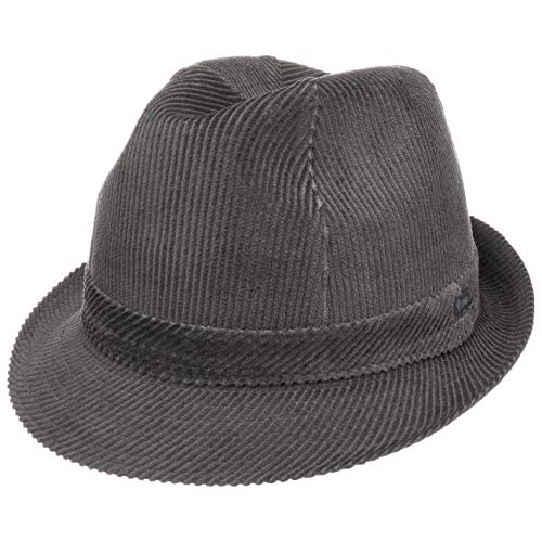 Lipodo Molinar Cordhut grau Herren - Herrenhut aus Baumwolle - Hut Größe 60 cm - Trilby aus Cord - Stoffhut mit Ripsband und Innenfutter - Kordhut Sommer/Winter von Lipodo