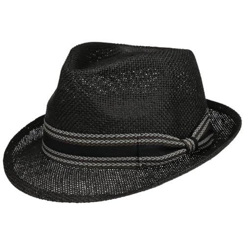 Lipodo Montreal Trilby Strohhut Unifarbener 100% Stroh Eleganter Hut Damen Herren Frühjahr Sommer schwarz L (58-59 cm) von Lipodo
