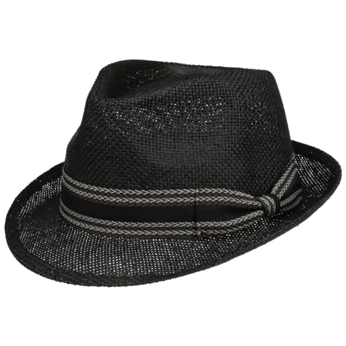 Lipodo Montreal Trilby Strohhut Unifarbener 100% Stroh Eleganter Hut Damen Herren Frühjahr Sommer schwarz XL (60-61 cm) von Lipodo