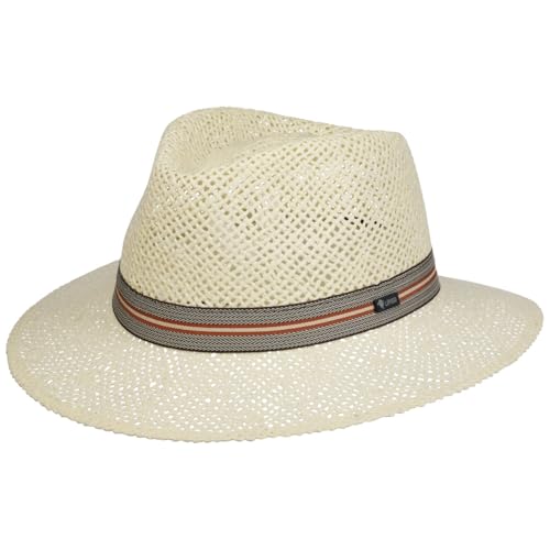 Lipodo Namanto Traveller Strohhut Damen Herren Made in Italy Papierstroh Reisehut mit Garniturband Sonnenhut einfarbig Frühjahr Sommer cremeweiß M (56-57 cm) von Lipodo