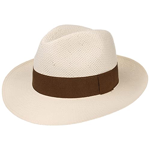 Lipodo Palermo Strohhut (Bogarthut) aus Papierstroh Damen und Herren - Hut mit Ripsband - Sommerhut in Natur - Sonnenhut in S (54-55 cm)-XL (60-61 cm) - Strandhut Frühling/Sommer Natur L (58-59 cm) von Lipodo