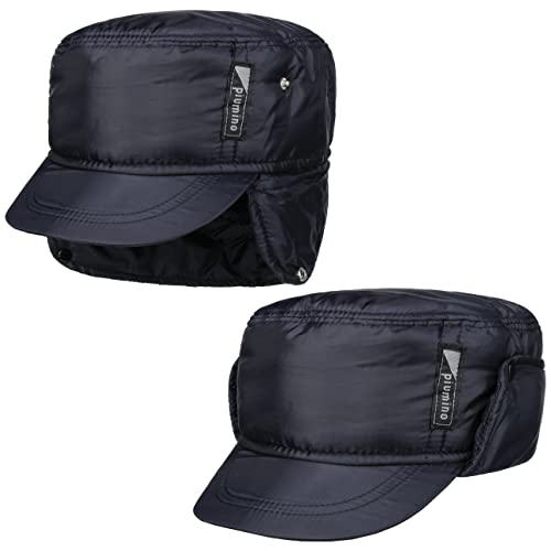 Lipodo Piumino Armycap mit Ohrenklappen Herren - Wasserabweisende Cap mit Innenfutter - Herrencap aus Baumwolle - Kappe Herbst/Winter - Wintercap dunkelblau M (56-57 cm) von Lipodo